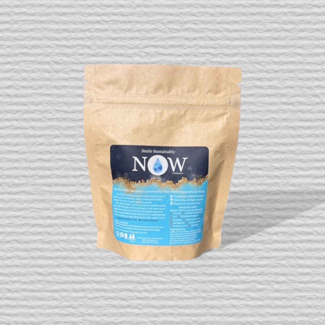 NOW toothpaste |  3-Month Supply | 186-Count Toothpaste Tablets (Compostable Kraft Bag)