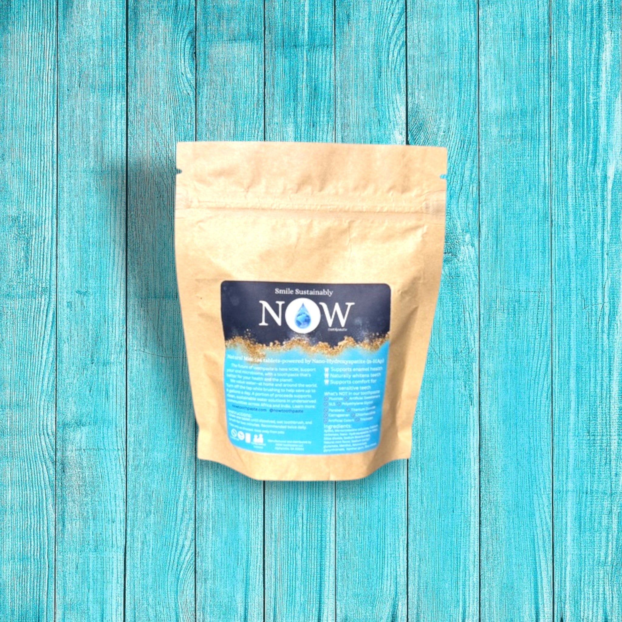 NOW toothpaste |  3-Month Supply | 186-Count Toothpaste Tablets (Compostable Kraft Bag)